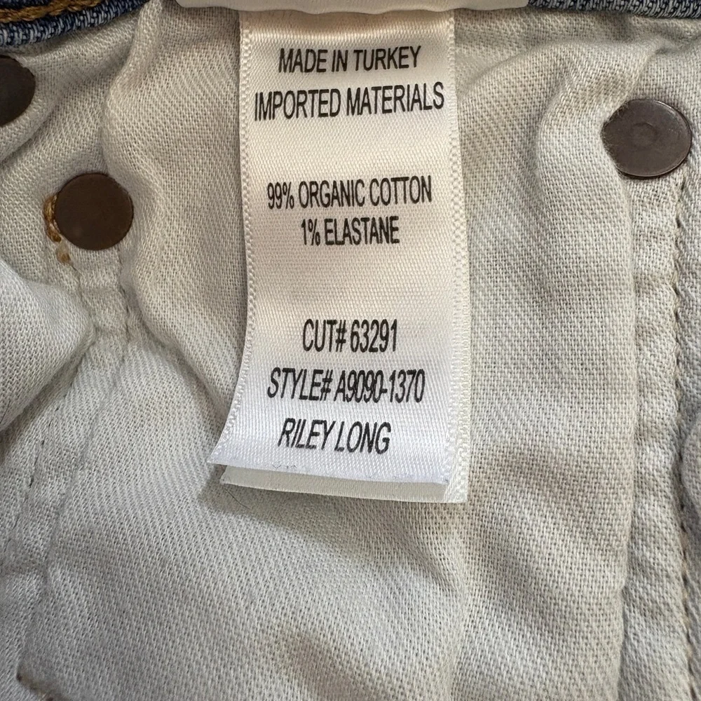 AGOLDE Riley Long High Rise Slim Straight Light Medium Blue Button Fly Size 27 - Picture 13 of 15